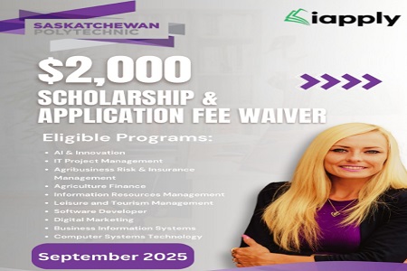 Saskatchewan Polytechnic - $2,000 Scholarship & Application Fee Waiver - September 2025 !